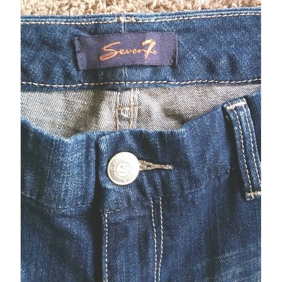 7 For All Mankind Womens Crop Jeans Size 12 Straight Zipper Leg Clark Blue New - Picture 5 of 10